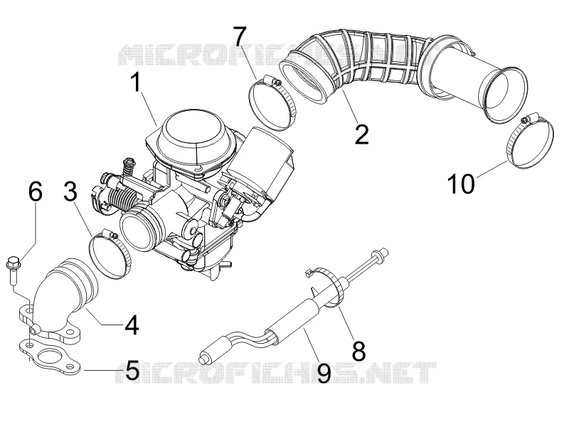 Carburettor, assembly - Union pipe