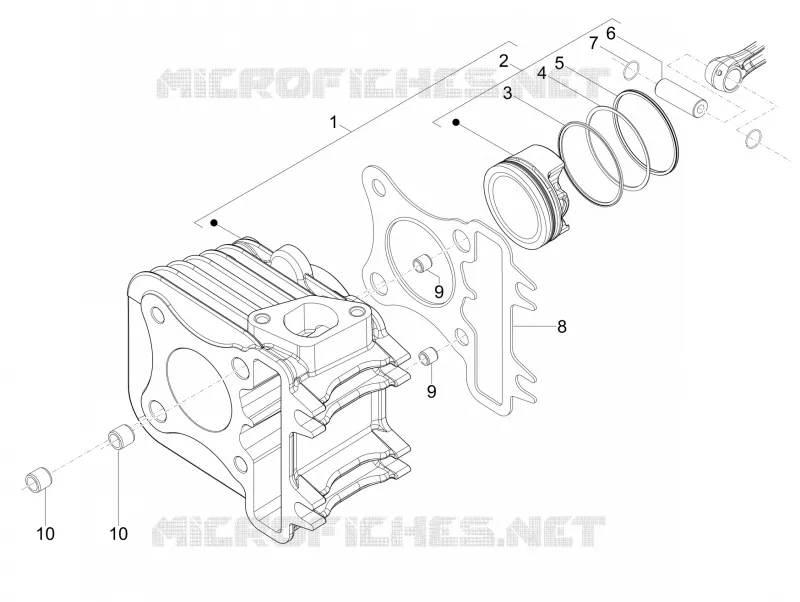 Cylinder-piston-wrist pin unit