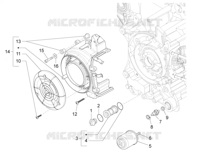 Flywheel magneto cover - Oil filter