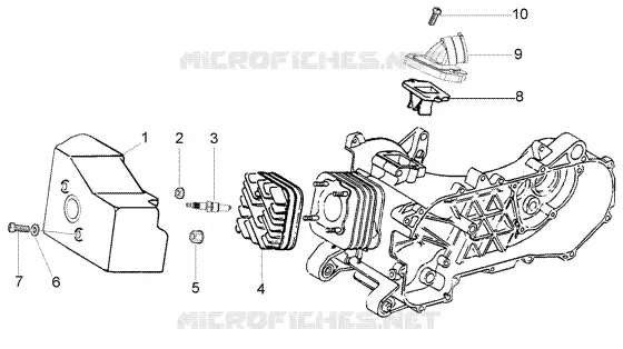 Cylinder head-cooling hood-inlet and induction pipe