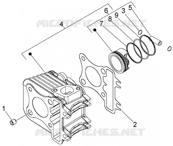 Cylinder-piston-wrist pin, assy