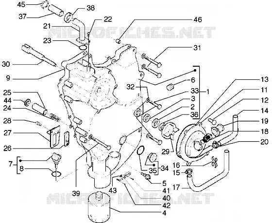 Flywheel cover-Oil filter