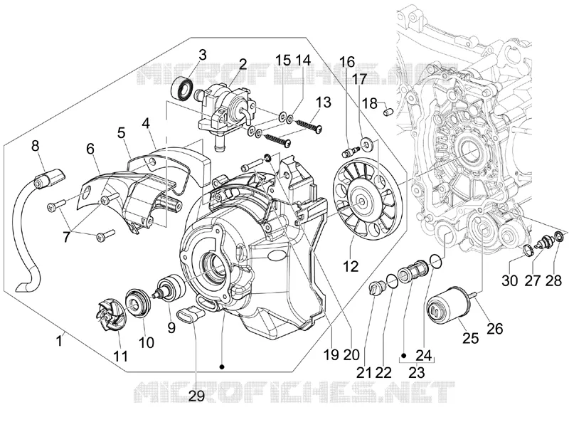 Flywheel magneto cover - Oil filter