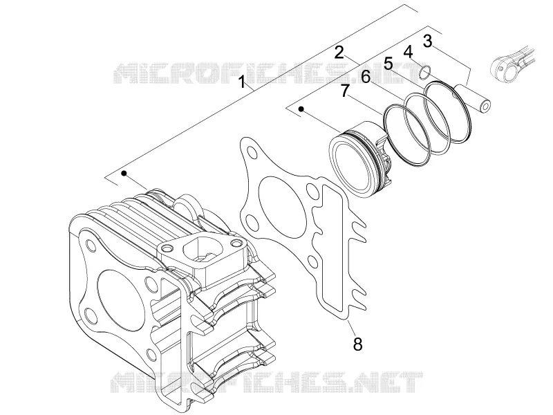 Cylinder-piston-wrist pin unit
