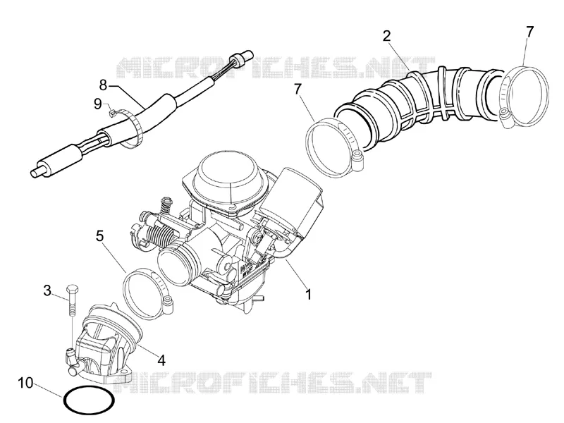 Carburettor, assembly - Union pipe