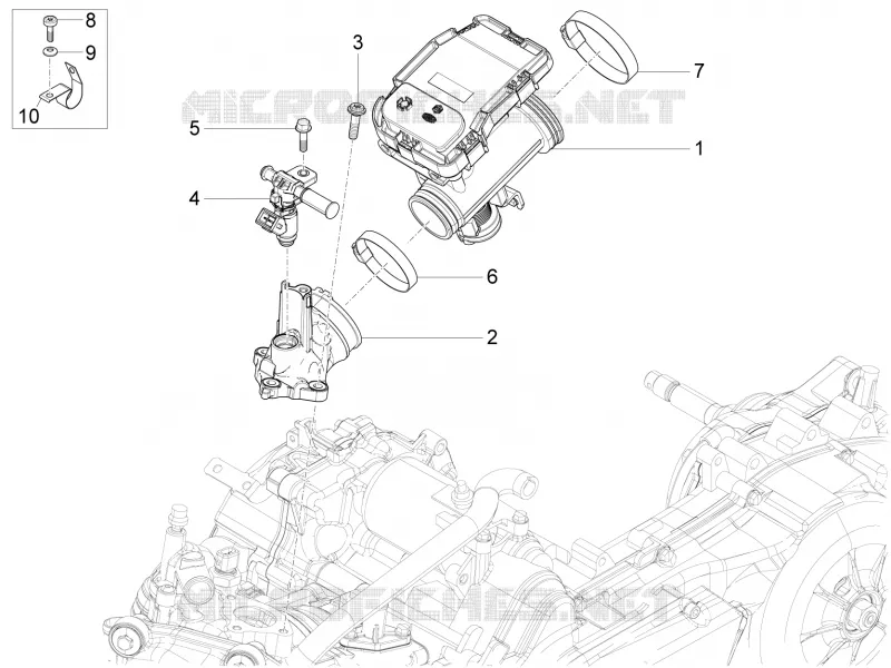 Throttle body - Injector - Union pipe