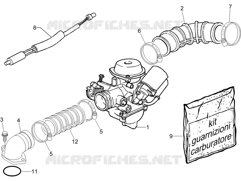 Carburettor, assembly - Union pipe