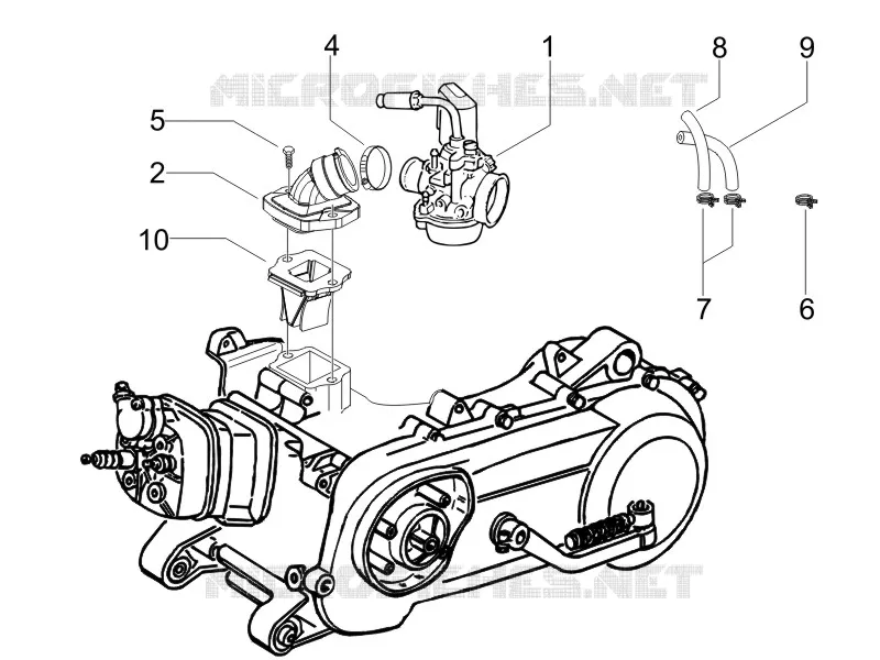 Carburettor, assembly - Union pipe