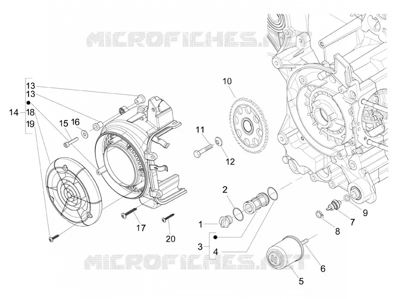 Flywheel magneto cover - Oil filter