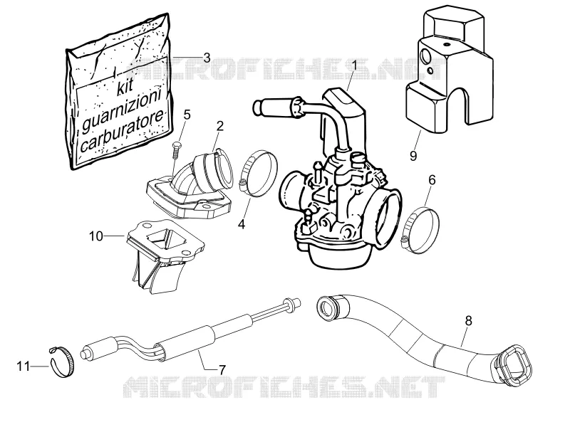 Carburettor, assembly - Union pipe