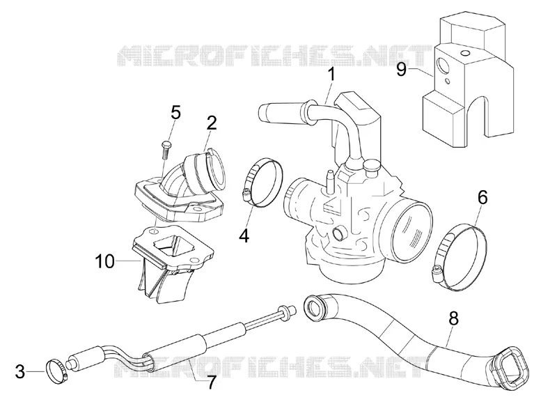 Carburettor, assembly - Union pipe