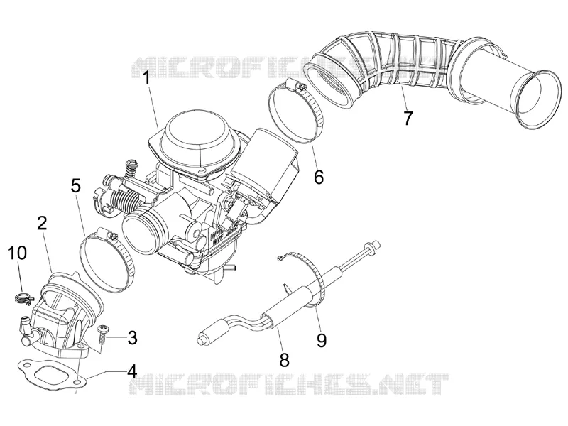 Carburettor, assembly - Union pipe