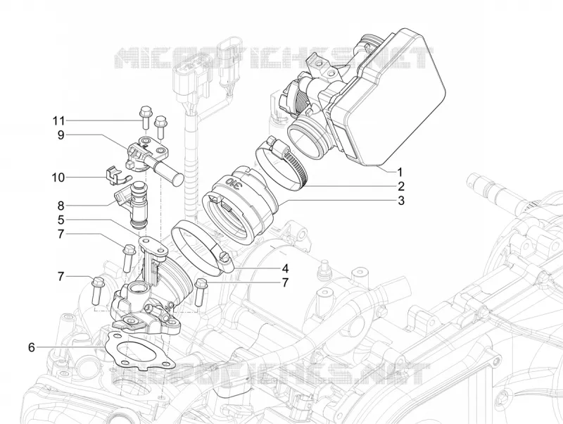 Throttle body - Injector - Inlet manifold
