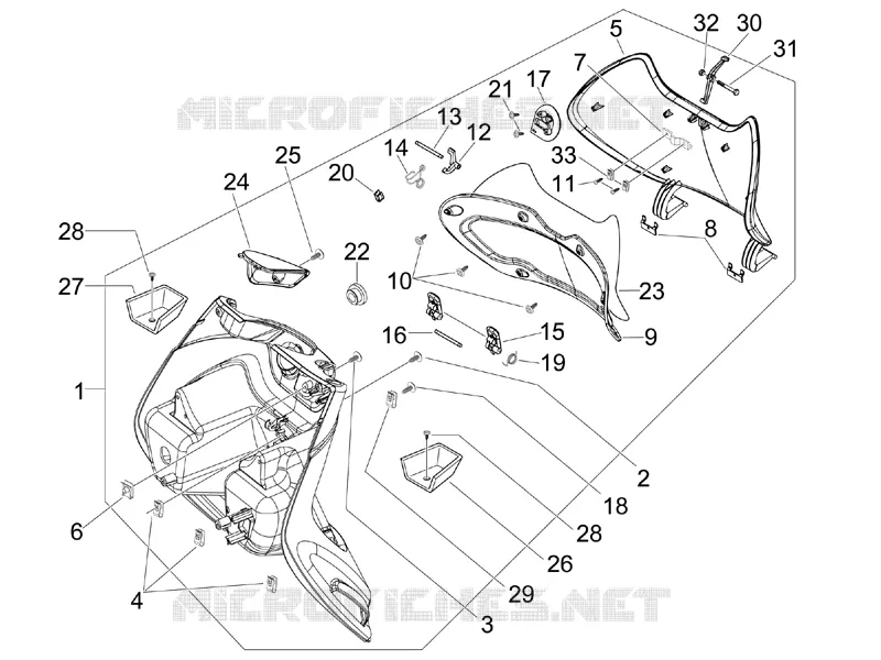 Front glove-box - Knee-guard panel