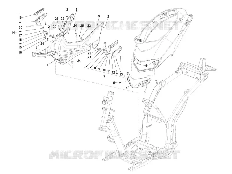 Central cover - Footrests