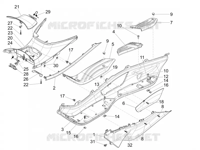 Central cover - Footrests