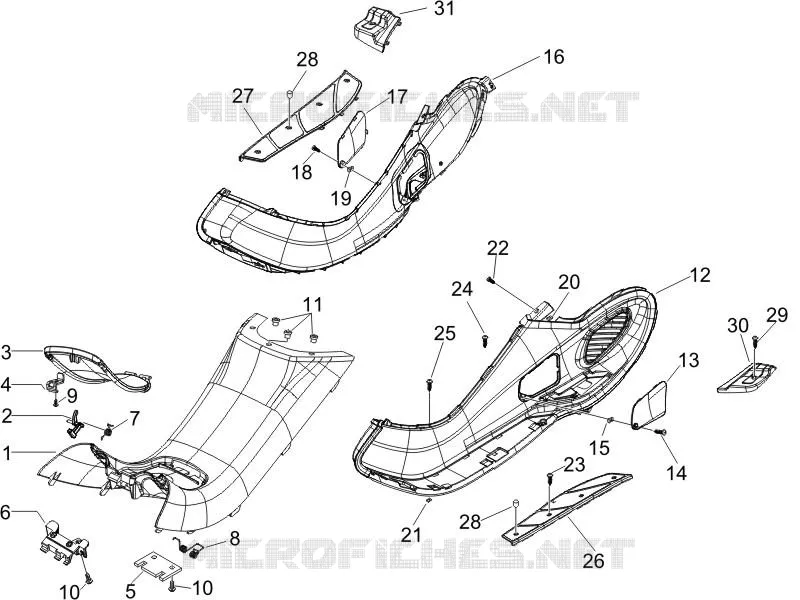 Central cover - Footrests