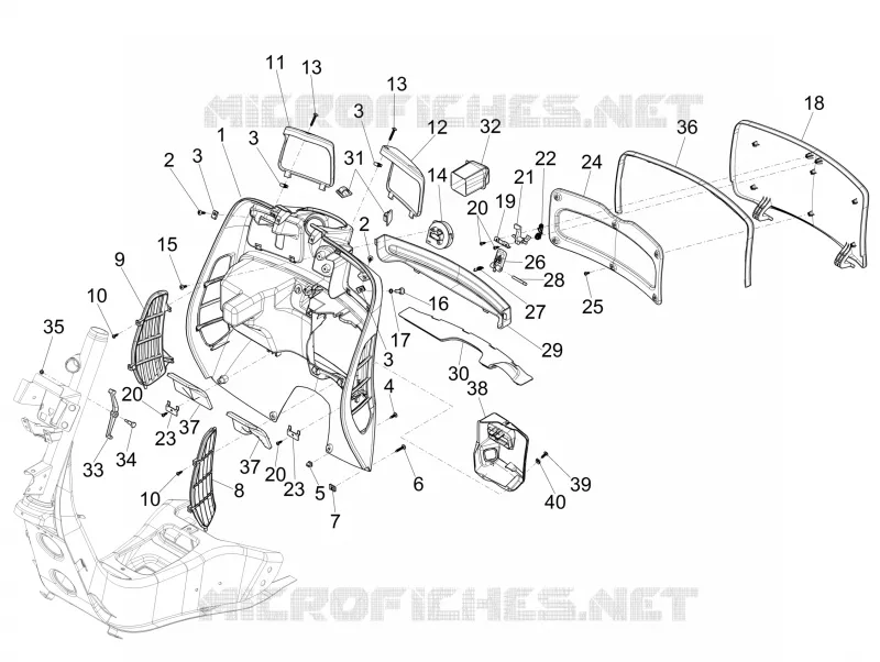 Front glove-box - Knee-guard panel