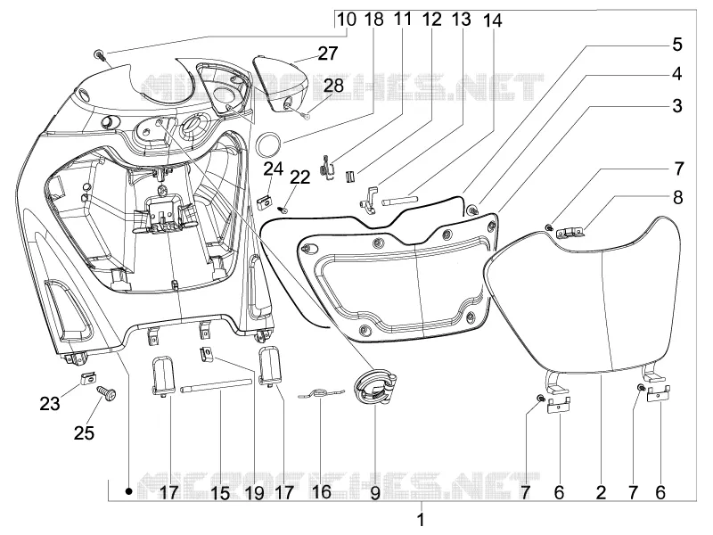 Front glove-box - Knee-guard panel