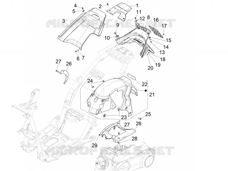 Rear cover - Splash guard