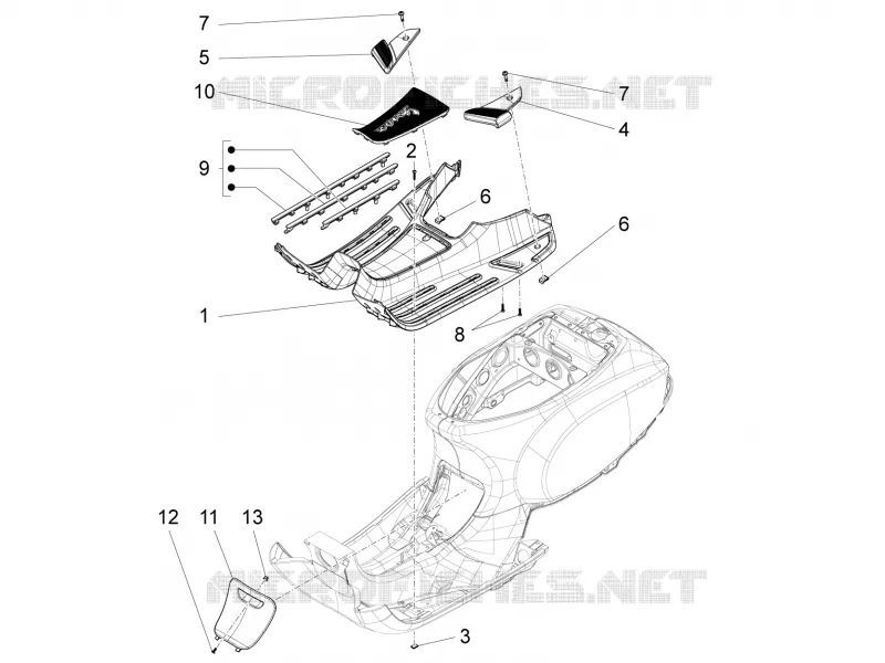 CENTRAL COVER - FOOTRESTS