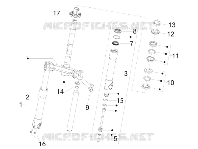 Fork/steering tube - Steering bearing unit