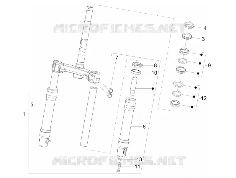 Fork/steering tube - Steering bearing unit