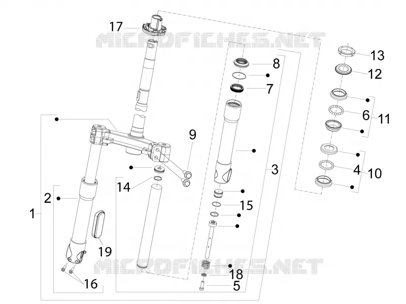 Fork/steering tube - Steering bearing unit