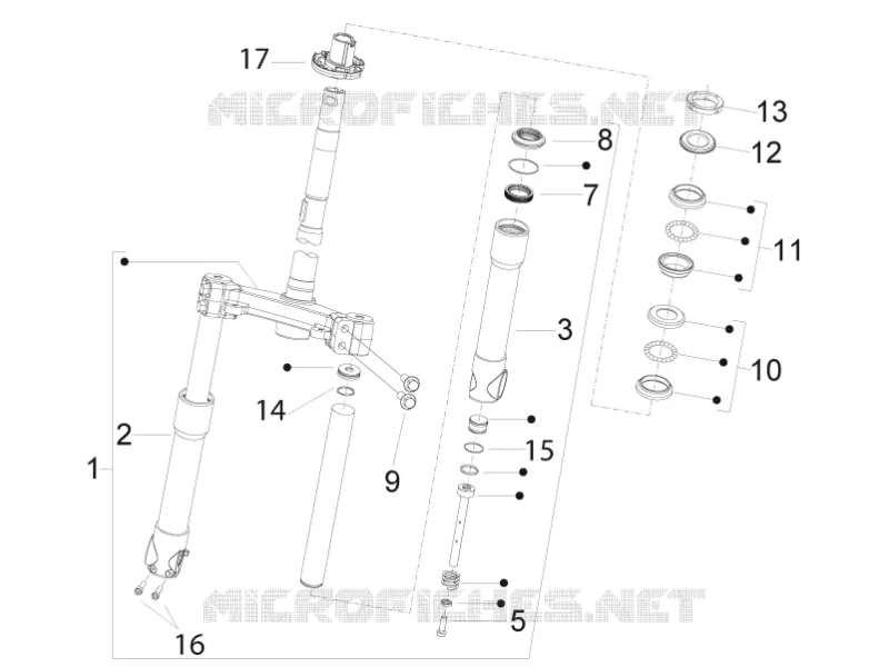 Fork/steering tube - Steering bearing unit