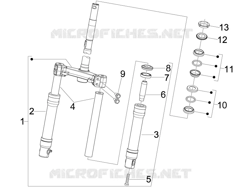 Fork/steering tube - Steering bearing unit