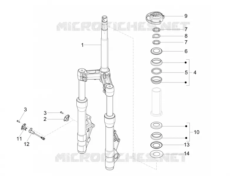 Fork/steering tube - Steering bearing unit