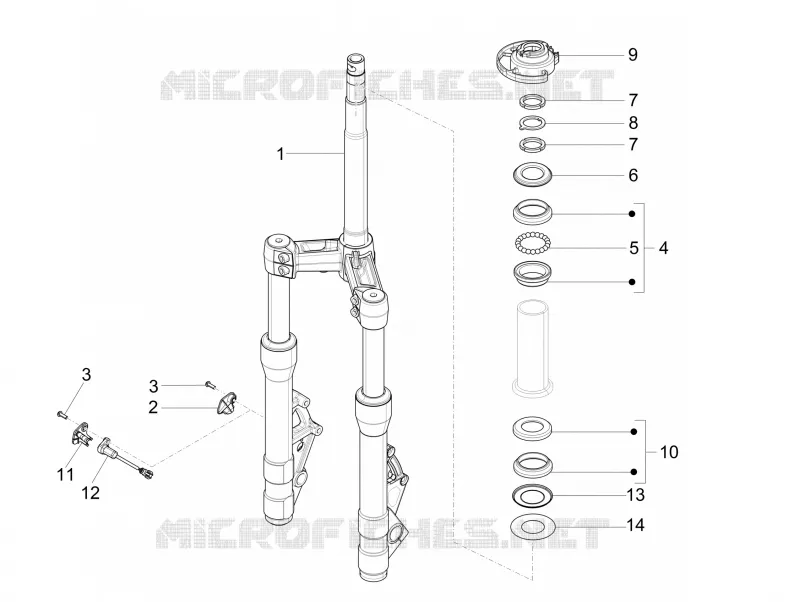 Fork/steering tube - Steering bearing unit