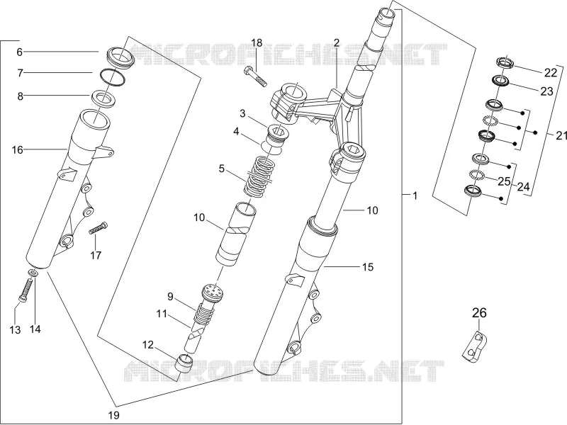 Fork/steering tube - Steering bearing unit