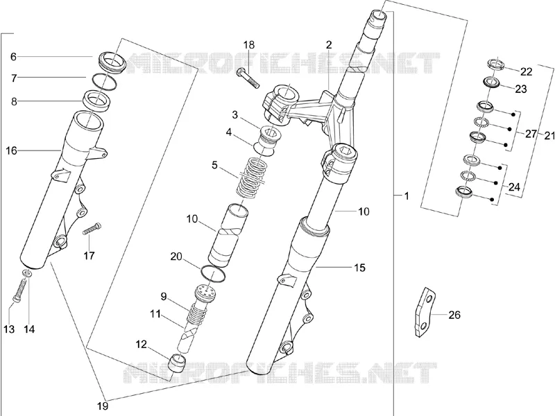 Fork/steering tube - Steering bearing unit