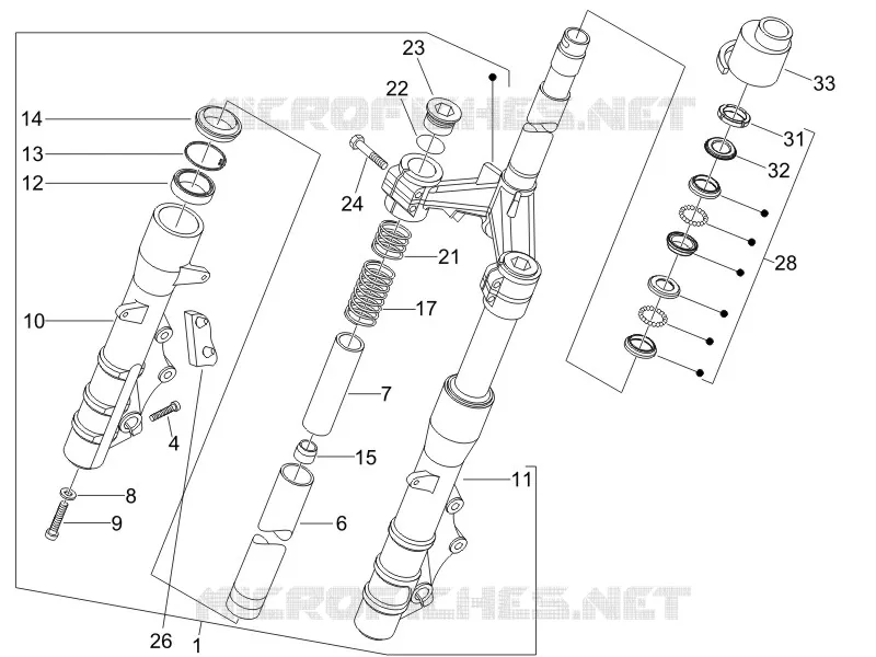 Fork/steering tube - Steering bearing unit
