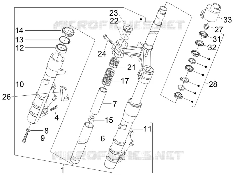 Fork/steering tube - Steering bearing unit
