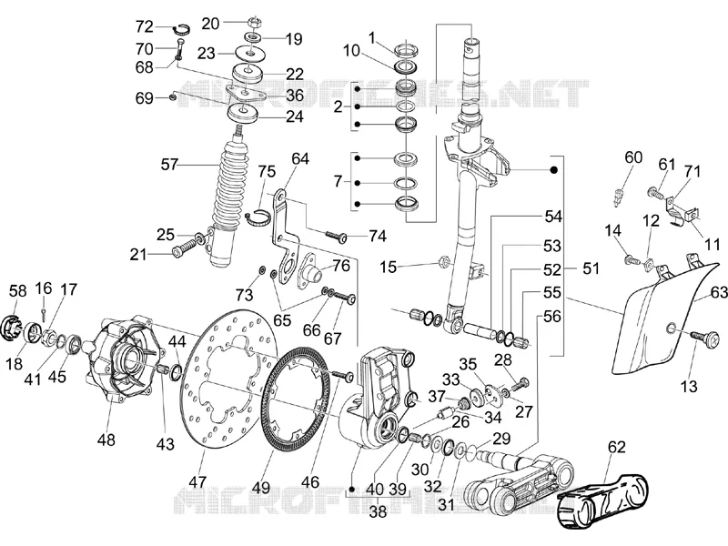 Fork/steering tube - Steering bearing unit