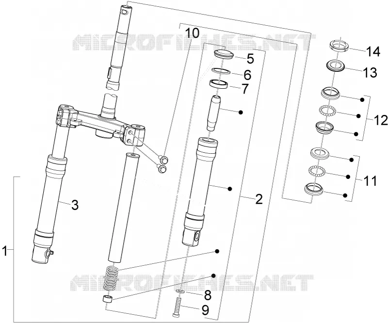 Fork/steering tube - Steering bearing unit