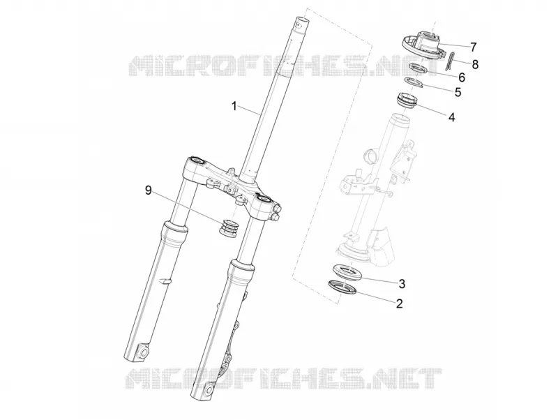 Fork/steering tube - Steering bearing unit