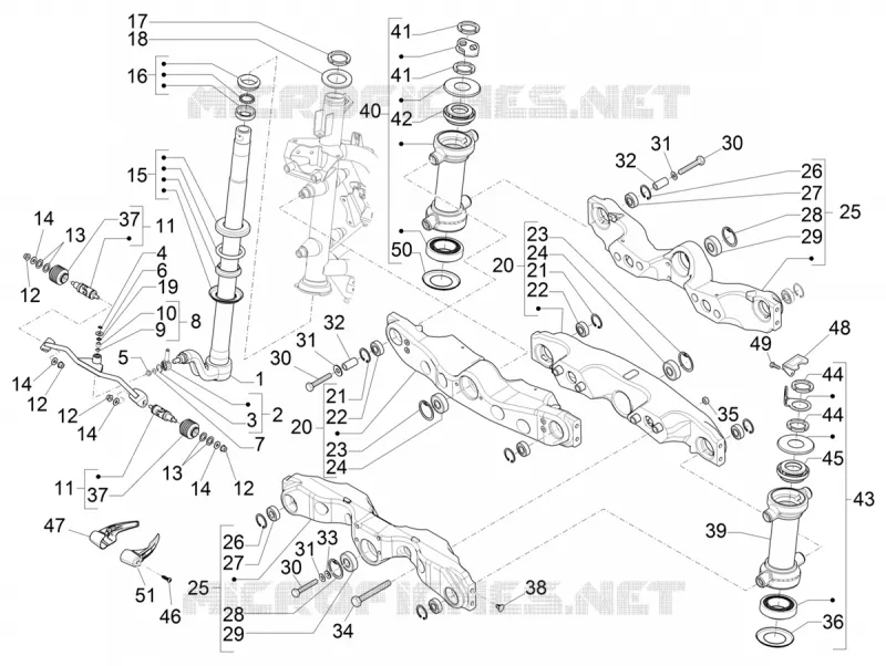 Fork/steering tube - Steering bearing unit