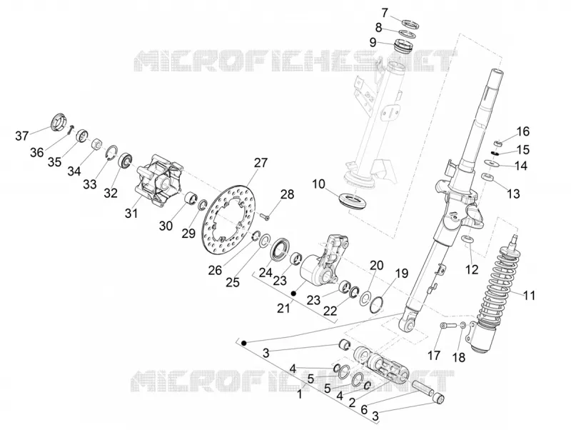 Fork/steering tube - Steering bearing unit