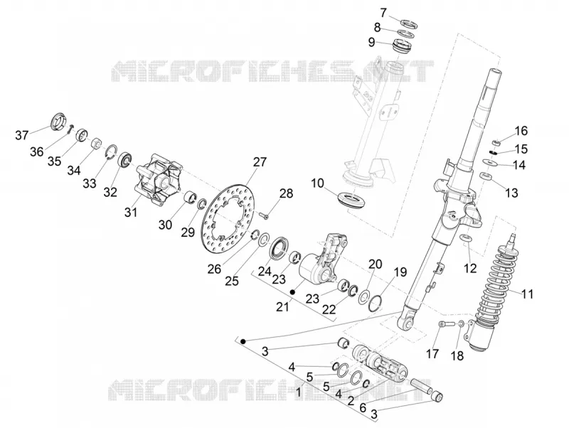 Fork/steering tube - Steering bearing unit